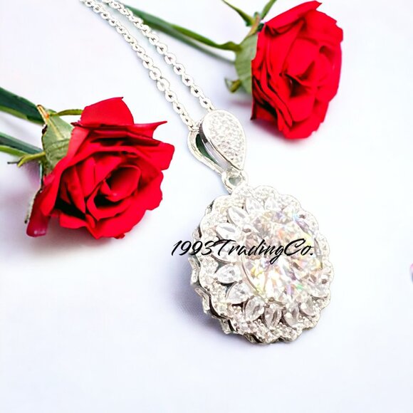 5 Ct S925 Sterling Silver Platinum Plated Necklace Luxury Wedding Anniversary - Picture 4 of 8